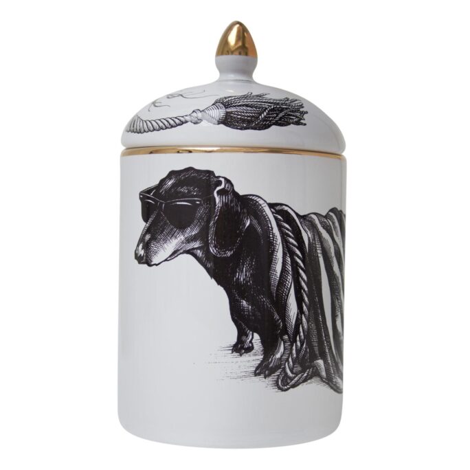 Hot Dog Stripey Cosy Candle to light up your night or a lovely gift for your pals. Beautifully scented lidded candle. Made in England