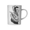 Bunny wearing costume and jewellery ink design on white fine bone china mug