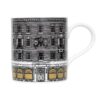 Beautiful buildings in ink design on white fine bone china mug