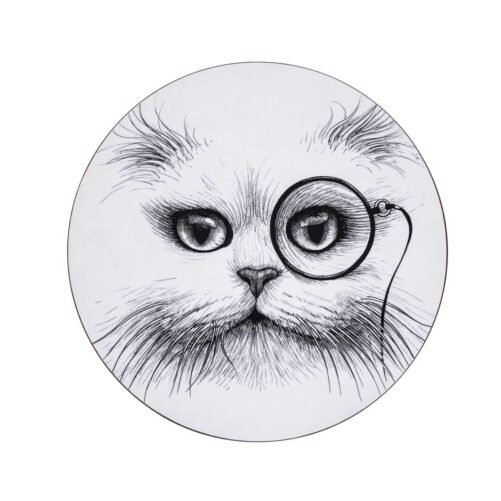 Cat Monocle Round Placemat (Set of 4)-0