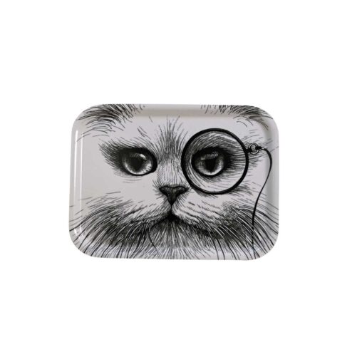 Small White Cat Monocle Tray-0