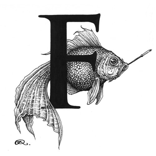 F - Fish on a Fag Break Intricate Ink Print-0