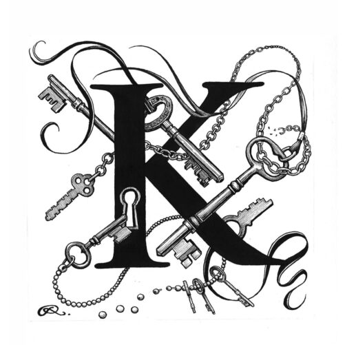 K - Keyhole Chaos Intricate Ink Print