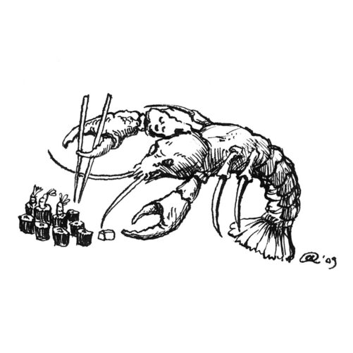 Lobster Sushi Intricate Ink Print