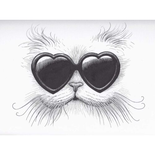 Love Cat Intricate Ink Print-0