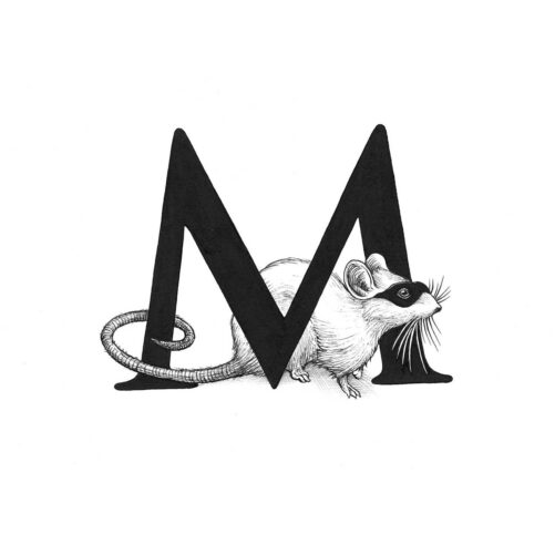 M - Masked Mousie Intricate Ink Print-0