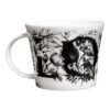 Love written on the mug in gothic style in black in design on a fine bone china