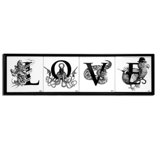 LOVE Tiles Framed, perfect presents for your loved one or just a treat for yourself! Tiles in a handmade black painted wooden frame.
