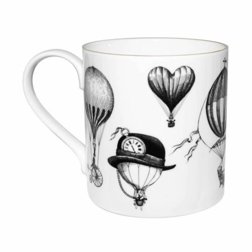 Black and White Balloons design on the mug that made of Fine Bone China