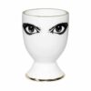 two eyes in ink design on white fine bone china eg cup in 22 carat detailing