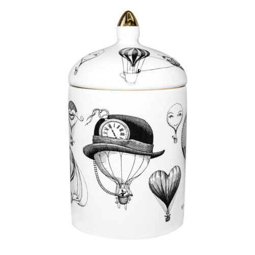 Balloons Popitin Pot is lidded ceramic container with one of beautiful black printed Intricate Ink drawings. Made in England