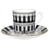 Elegant Fine Bone China espresso cup and saucer with Rory Dobner intricate ink illustrations. For your solo, dopio, lungo, cortado, macchiato