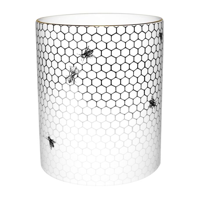 White Fine Bone China Buzzing Bee Voluminous Vase, beautiful & perfect for displaying a super flower arrangement. Made in England