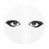 Eyes looking directly at you in ink design on melamine coaster