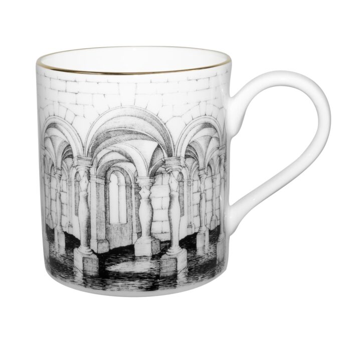 Ink Arches around the mug that made of fine bone china