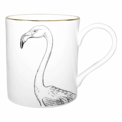 Flamingo head on the mug, ink design on fine bone china mug