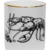 Lobster eating sushi. Beautiful Fine Bone China Lobster Sushi Cutesy Candle container decorated with black Intricate Ink Illustrations. Made in England