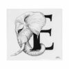 White ceramic Elephant with Earrings Tile. Every tile is hand decorated with a unique Intricate Ink Illustration telling each letter’s story.