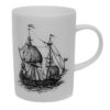 Pirate Ship ink design on fine bone china mug