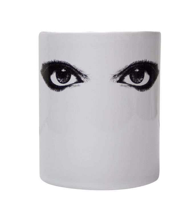 Looking at You Eyes Cutesy Candle in a Fine Bone China container decorated with black Intricate Ink Illustrations. Made in England