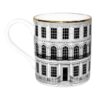 Absolutely gorgeous White Fine Bone China Beautiful Building Majestic Mug, decorated and hand edged in 22 carat gold. Made In England.