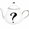 Gorgeous Fine Bone China Question Mark Teapot hand decorated & hand edged in 22 carat gold. Hand painted with 22 carat gold detailing.