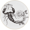 White Fine Bone China Scorpio Zodiac Plate with a jet black hand screen printed Intricate Ink Illustration. Made In England.