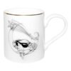 Crab with sunglasses sitting on the new moon in the skies with start. Ink design on fine bone china mug