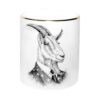 Aquarius Zodiac Cutesy Candle in a Fine Bone China container decorated with black Intricate Ink Illustrations. Made in England