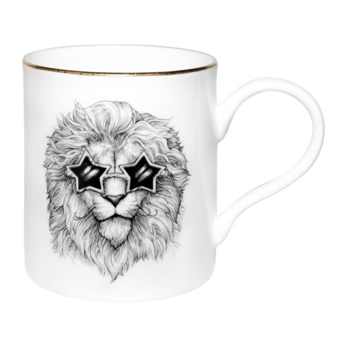 Leo Zodiac Majestic Mug on white fine bone china mug with 22 carat detailing