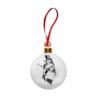 Snowman wearing a top hat ink design on fine bone china bauble