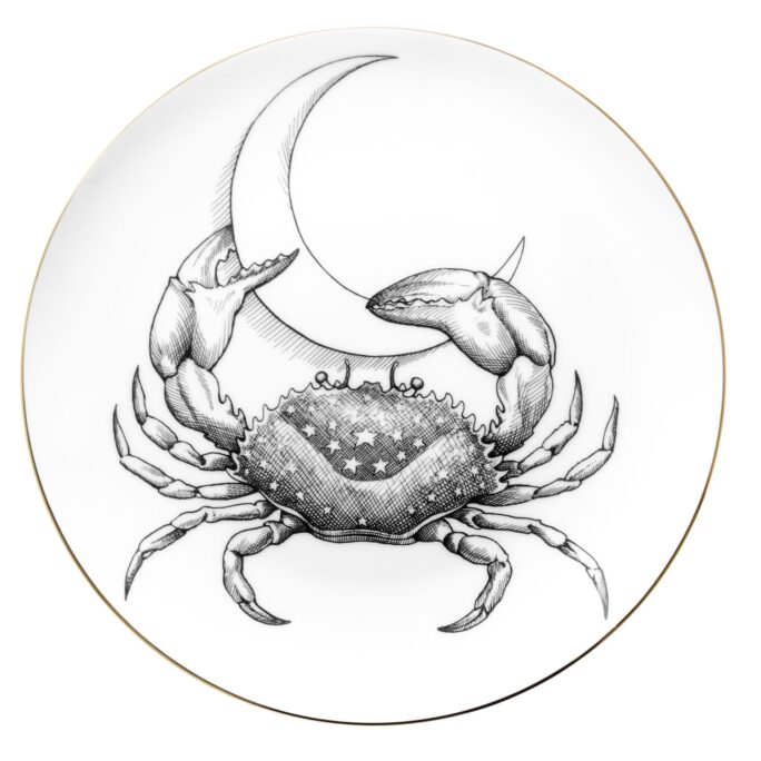 Cancer Crab with Cresent Moon on a plate