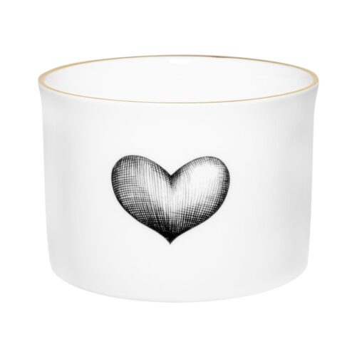 heart in ink design on white fine bone china sugar bowl with 22 carat detailing