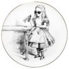 Alice in Wonderland Mad Hatter Clock Plate with a jet black hand screen printed Intricate Ink Illustration. Made In England.