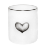 Black heart drawn in ink design on ceramic candle with 22 carat detailing