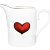 Red hear in ink design on white fine bone china milk jug with 22 carat detailing