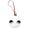 two eyes looking up in ink design on fine bone china bauble