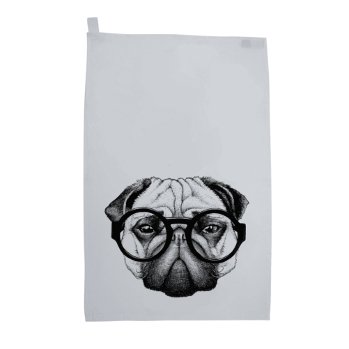 pug tea towel by rory dobner