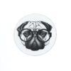 Pug portrait wearing glasses in ink design on melamine