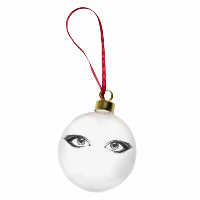 Image of a ceramic bauble with a ribbon - with 2 eyes
