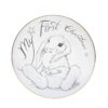 Image of plate with My First Christmas writing with illustration of bunny in a nappy