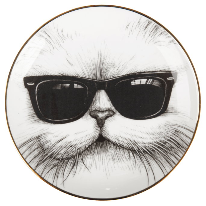 Funny Sunglasses Cat Plate