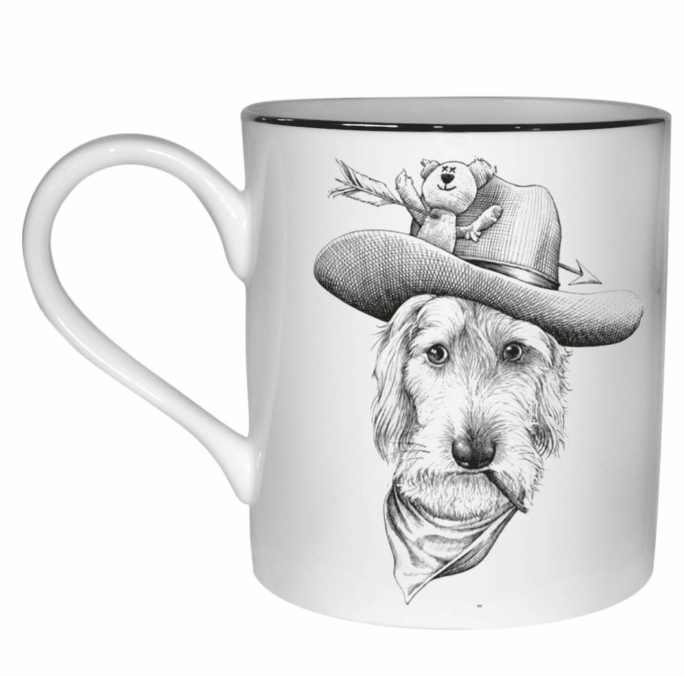 dog cowboy hat mug by rory dobner
