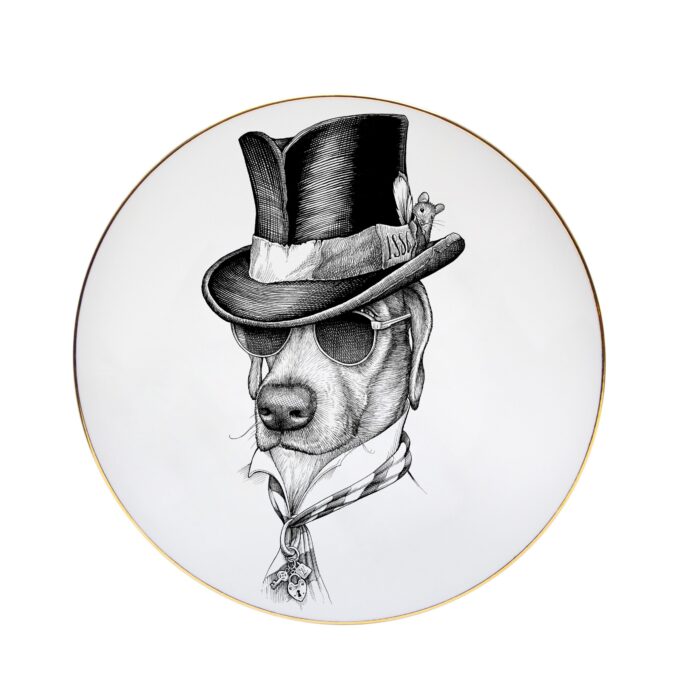 dog with top hat plate by rory dobner