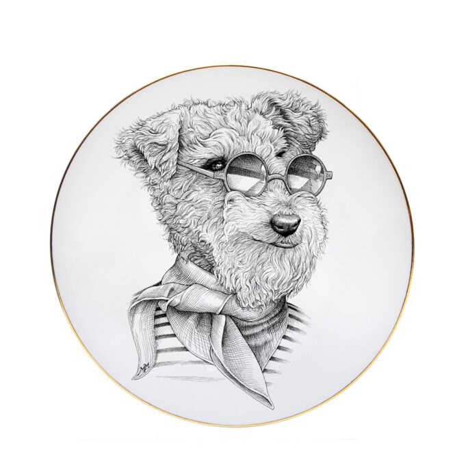 dog with glasses plate by rory dobner