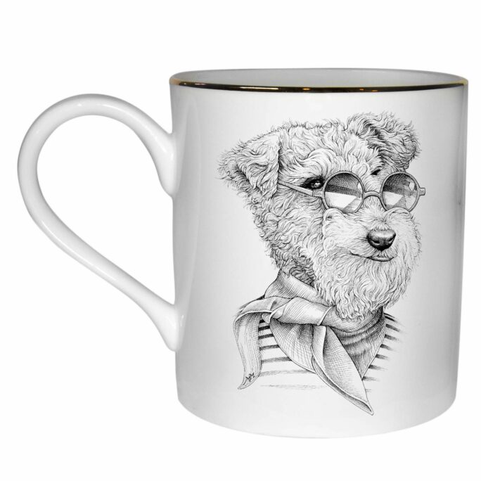 dog with glasses mug by rory dobner