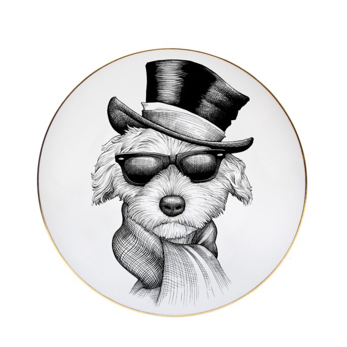 dog with sunglasses plate by rory dobner