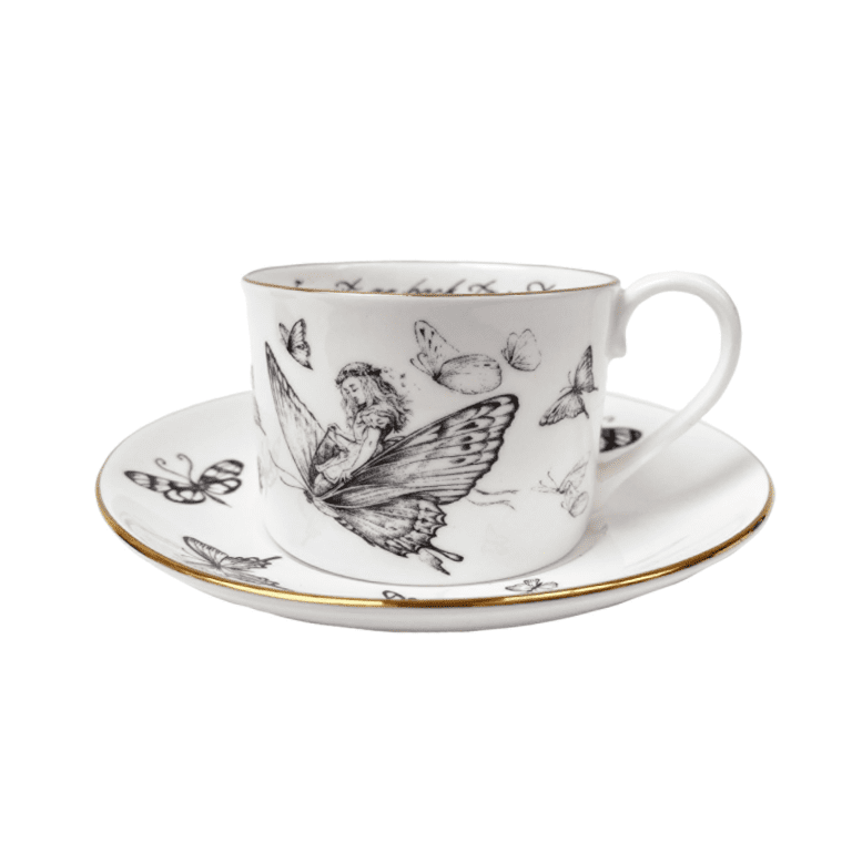 Alice in Wonderland Alice Riding Butterflies Tea cup and Saucer - Rory ...