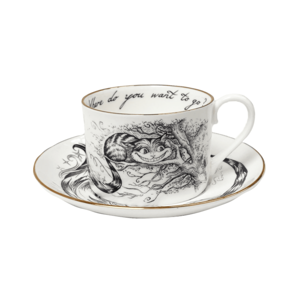 Alice in Wonderland Sparkle Cheshire Cat Tea cup and Saucer